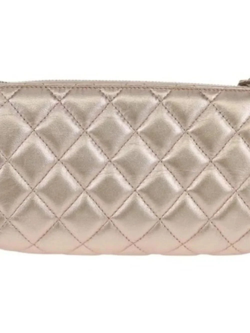 CHANEL Matelasse Pouch Lamb Skin Pink Silver CC Auth 166350SAM